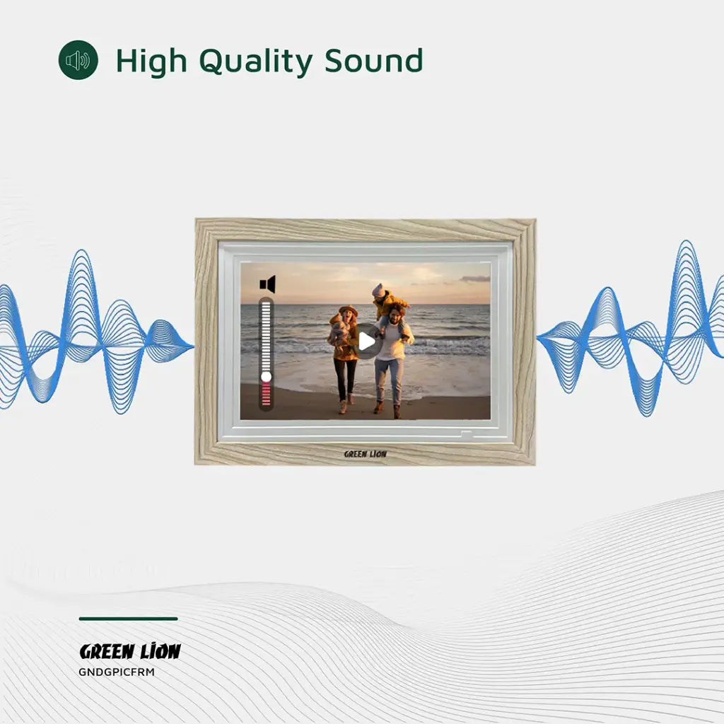 Green Lion Digital Picture Frame Touch 10.1 Inch Wooden - Detail 3