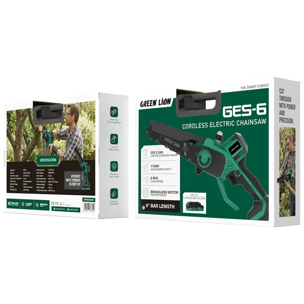 Green Lion GES-6 Cordless Electric Chainsaw Green GNGES6SAWGN - Detail 2