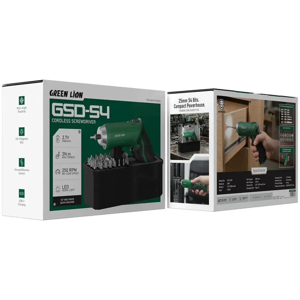 Green Lion GSD-54 Cordless Screwdriver Green GNGSD54CSGN - Detail 1