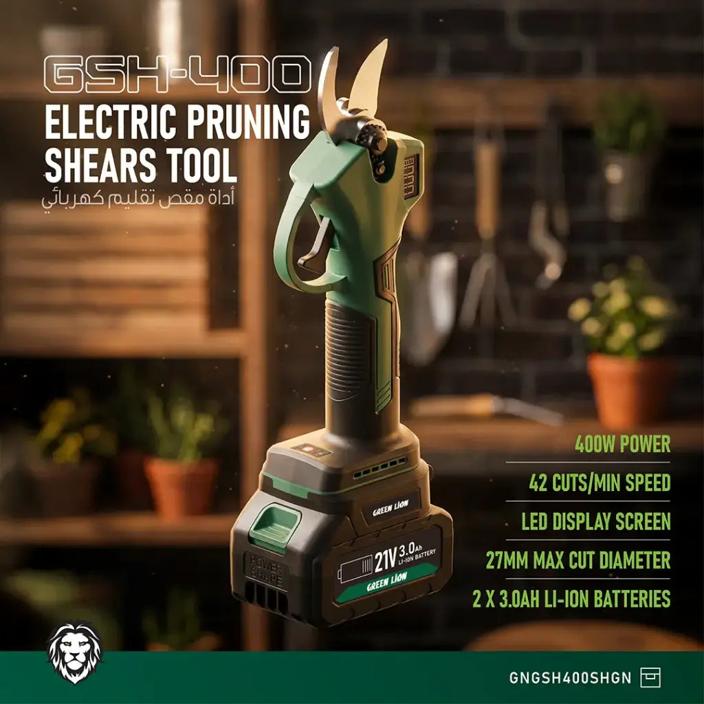 Green Lion GSH-400 Electric Pruning Shears Green - Detail 5