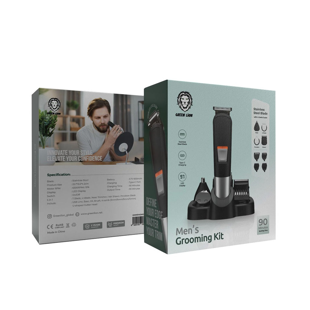 Green Lion Men Grooming Set Black GNMENGMGKTBK - LED Display