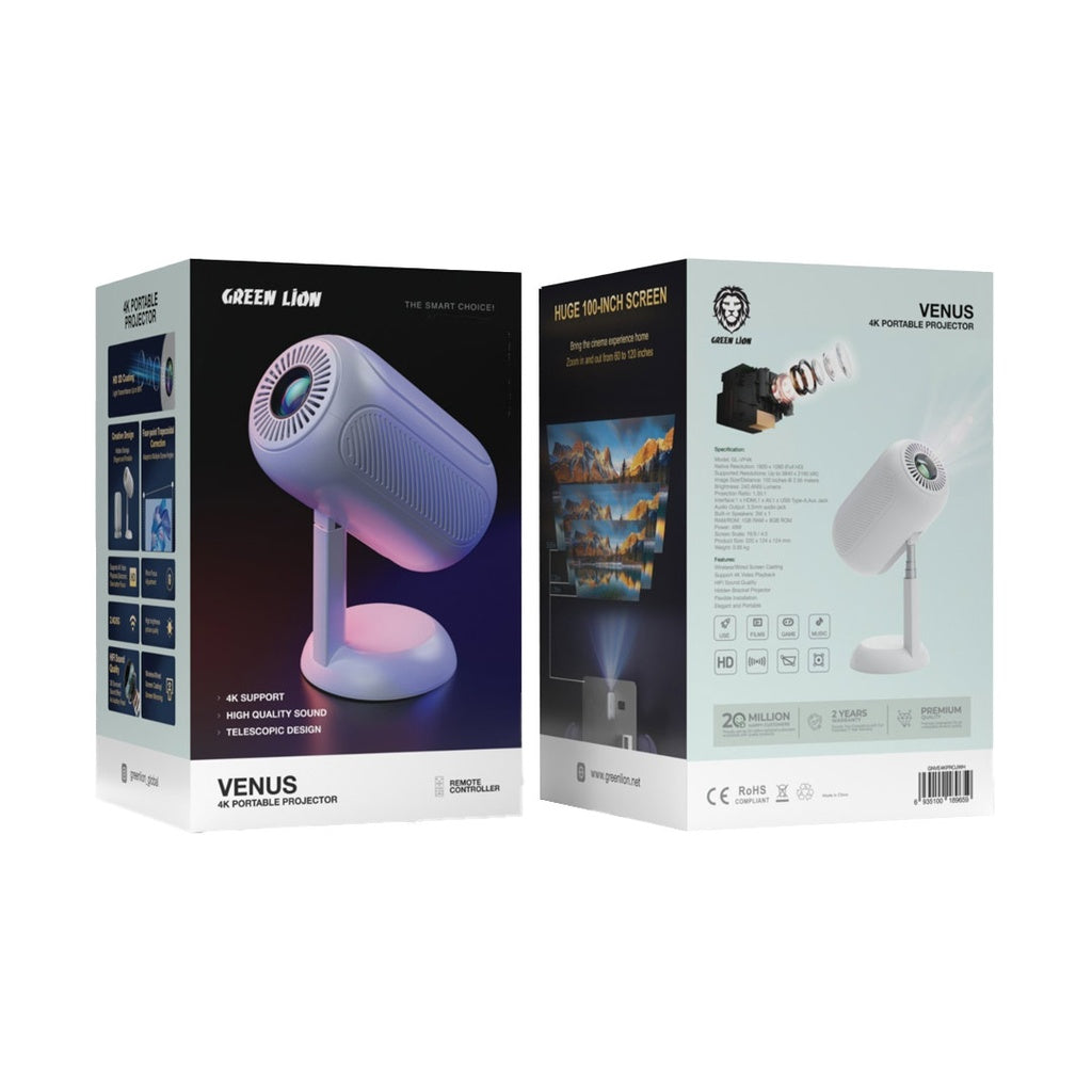 Green Lion Venus 4K Portable Projector White GNVE4KPROJWH - Detail