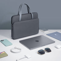 tomtoc Versatile-A11 laptop handbag gray in use