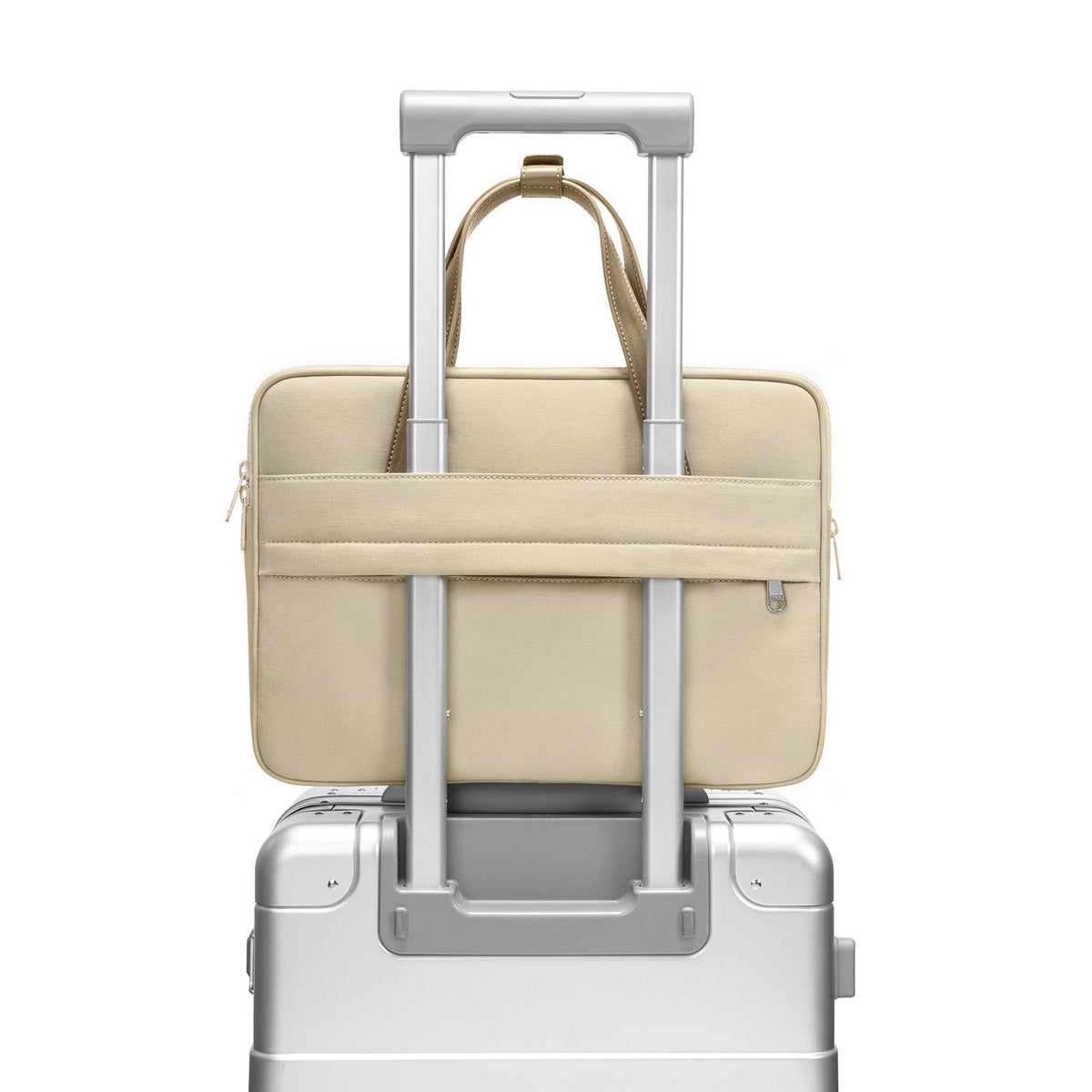 tomtoc Versatile-A12 laptop shoulder bag khaki in use