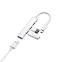 محول هافيت HB41 من تايب سي الى 4 منافذ يو اس بي اي - فضي | HAVIT HB41 Type-C to 4xUSB Hub – Silver