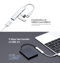 محول هافيت HB41 من تايب سي الى 4 منافذ يو اس بي اي - فضي | HAVIT HB41 Type-C to 4xUSB Hub – Silver