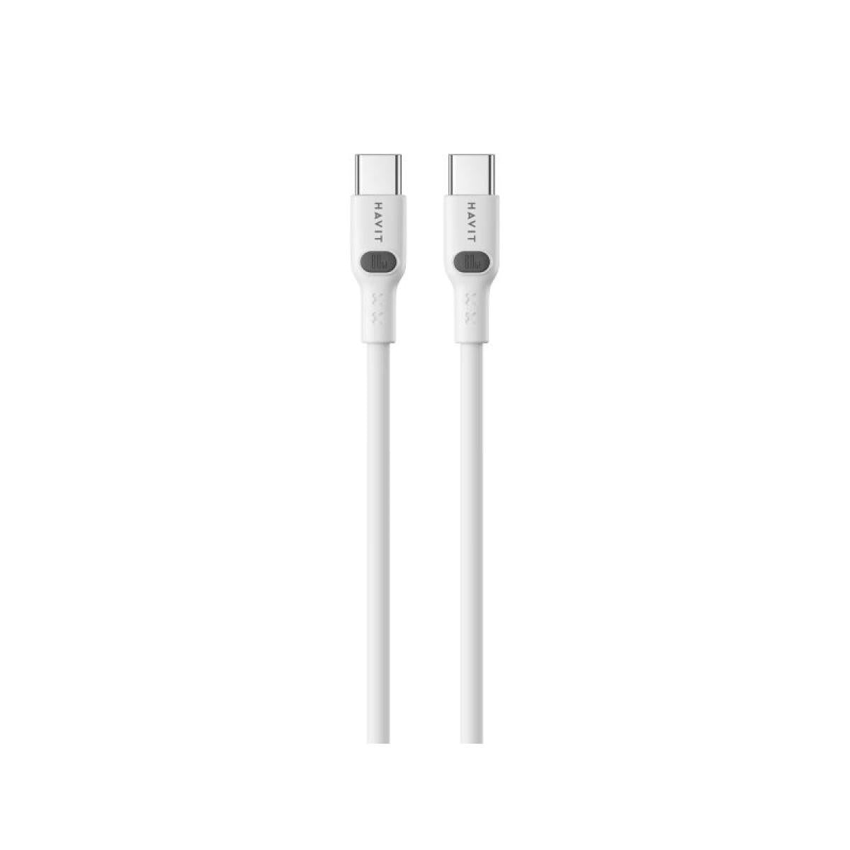 Havit CB6279 USB-C to USB-C Cable 1m 60W White Fast Charge -كيبل تايب سي سريع الشخت بقدرة 60واط وطول 1متر من هافيت