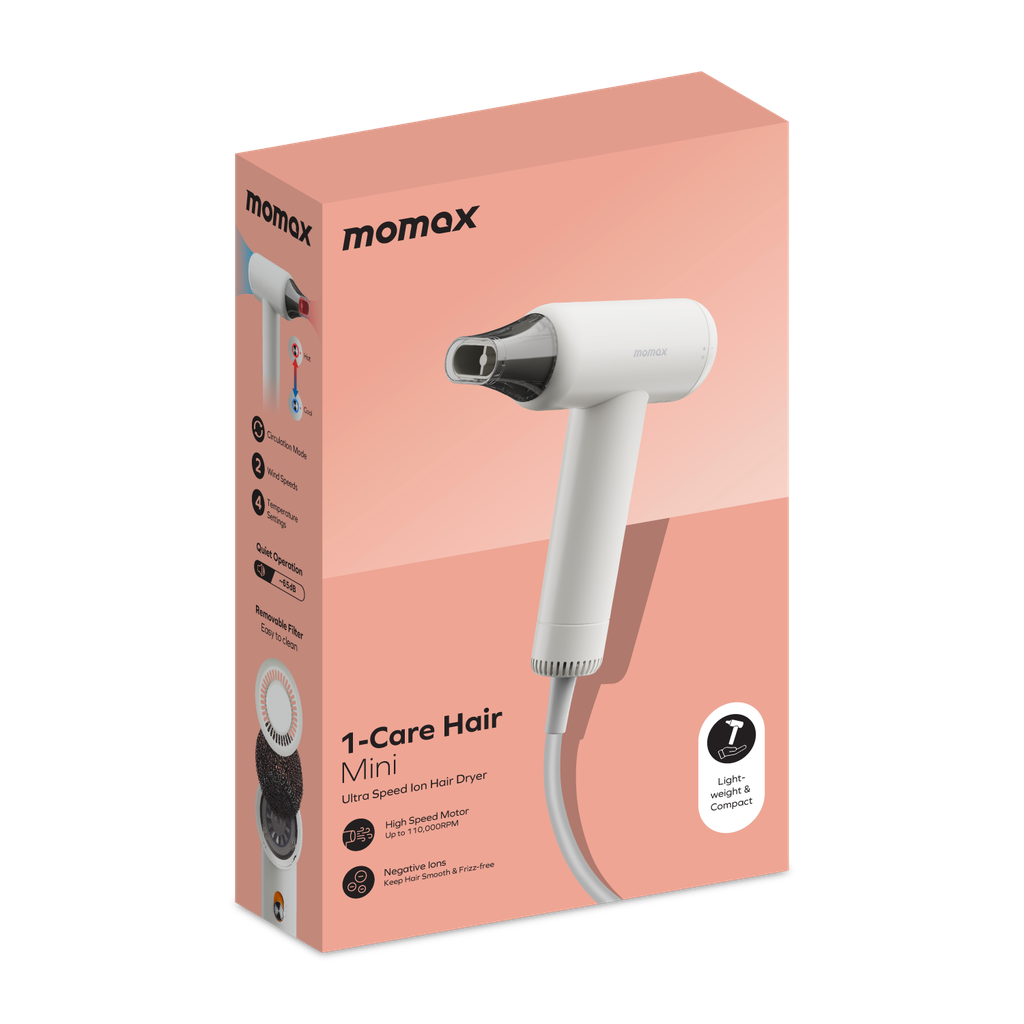 Hişkera Porê Momax 1-Care Mini Ultra-Speed ​​​​Ion, 1200W - Hişkera Porê Momax 1-Care Mini Ultra High-Speed ​​​​Ion, 1200W