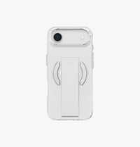 UNIQ Heldro Air slim FlexGrip case for iPhone Air Clear - grip band in use
