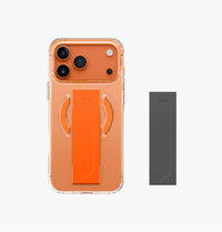 UNIQ Heldro Air slim FlexGrip case for iPhone 17 Pro Max Volt Orange - grip band detail