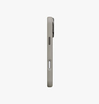 UNIQ Heldro Pro FlexGrip leatherette case for iPhone 17 Pro Max Clay - aluminium kickstand open