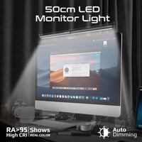 Promate Horizon-50 monitor light bar mounted on a screen - angle view