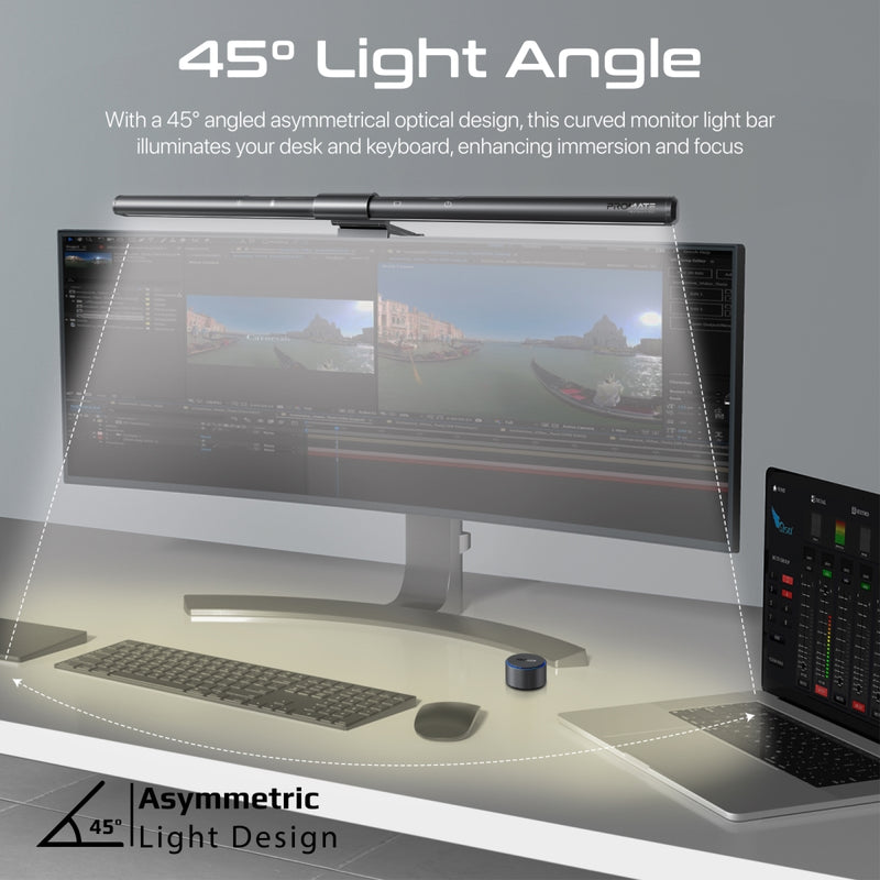Promate Horizon-50 light bar illuminating a desk and keyboard