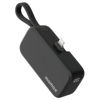 باور بانك موماكس 1-بور ميني بسعة 5000 مللي امبير مع وصلة لايتننغ مدمجة | Momax 1-Power Mini, 5000mAh Portable Battery Pack with Built-in Foldable Lightning Connector