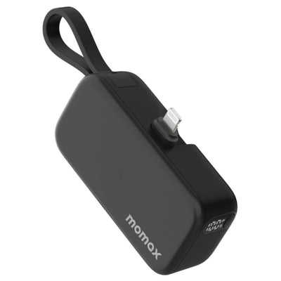 باور بانك موماكس 1-بور ميني بسعة 5000 مللي امبير مع وصلة لايتننغ مدمجة | Momax 1-Power Mini, 5000mAh Portable Battery Pack with Built-in Foldable Lightning Connector