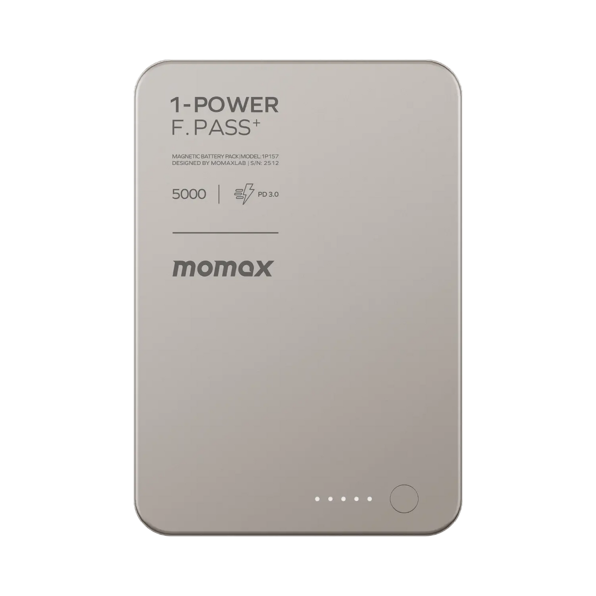 Momax 1-Power F.Pass+ 5000mAh Magnetic Power Bank Titanium - Back