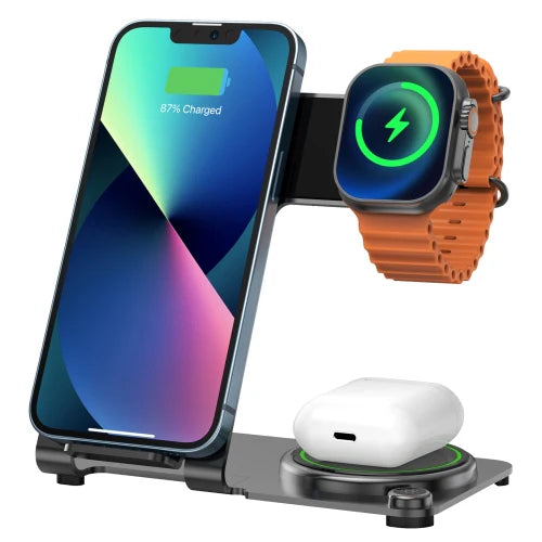 WiWU Power Air 3 in 1 15W Wireless Charger - شاحن ويرلس بقدرة 15 واط 3 في 1 من ويوو