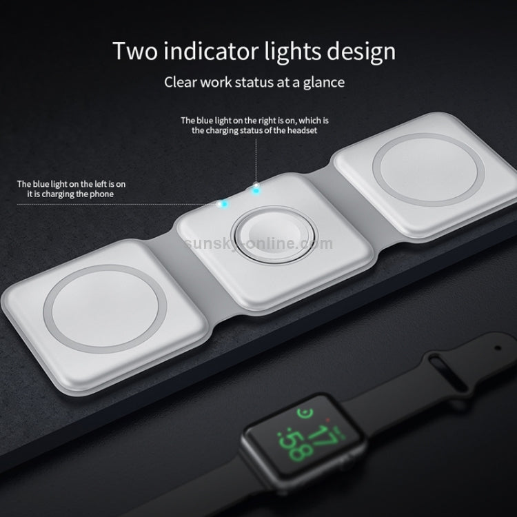 شاحن لاسلكي قابل للطي 3 في 1 باور اير من ويوو - WIWU Power Air Foldable 3 in 1 Wireless Charger 15W