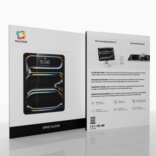 Master iPad Glass Screen Protector Clear for iPad (A16) | واقي شاشة زجاجي ماستر شفاف لآيباد (A16)