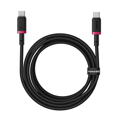 Baseus Dura Cable C→C 100W 2m Red+Black | كابل بيسوس ديورا C→C 100 واط 2 متر أحمر وأسود