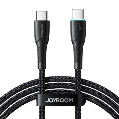 كيبل جويرووم يو اس بي سي الى يو اس بي سي بقدرة شحن 60 واط وطول 1 متر - اسود | JOYROOM Starry 60W Type-C to Type-C Fast Charging Cable 1m – Black
