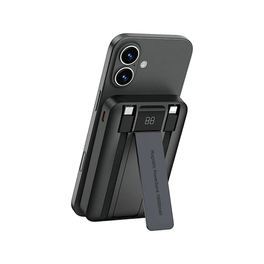 Bankeya Hêzê ya WiWU 10000mAh bi Şarjkirina Bilez a 22.5W, Kabloyên Type-C û Lightning ên Çêkirî û Stand | Bankeya Hêzê ya WiWU Duke Wi-P061 10000mAh, Şarjkirina Bilez a 22.5W bi Kabloyên Type-C û Lightning ên Çêkirî û Stand.