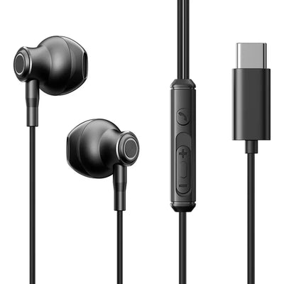 سماعات أذن جويرووم بمنفذ تايب سي وجودة صوت فائقة - اسود | JOYROOM Type C Half In Ear Earphones Superior Sound Quality - Black
