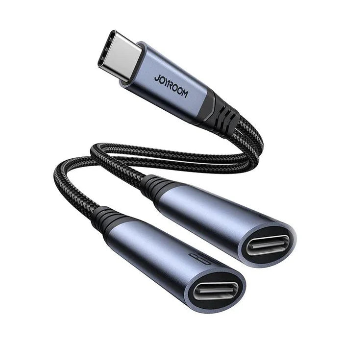 JOYROOM Adaptora Dengî ya 2-di-1ê Tîpa C bo Dual Tîpa C