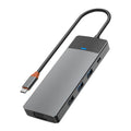 محول ويوو لينكر 9 في 1 بمنفذ تايب سي مع قارئ بطاقات SD/TF  - رمادي | WiWU Linker 921 9 in 1 Type-C Hub Laptop Adapter with SD/TF Card Reader – Gray