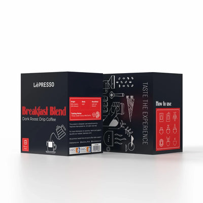 قهوة مقطرة ليبريسو Breakfast Blend بتحميص داكن | Presso Breakfast Blend Dark Roast Drip Coffee (Pour Over Packs)
