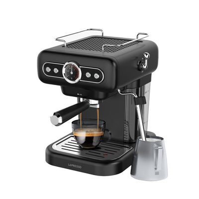 ماكينة قهوة ليبريسو ريترو اسبريسو مع مقياس الضغط ومبخر الحليب - اسود | LePresso Retro Espresso Boiler Machine with Gauge and Milk Steamer - Black