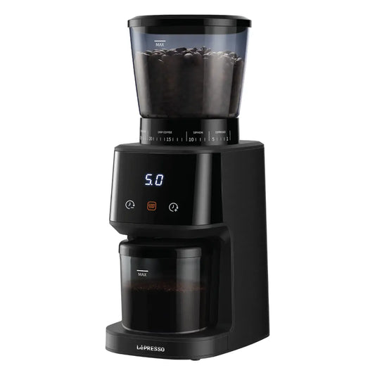 مطحنة قهوة ليبريسو الاحترافية بقدرة 165 واط بطاحونة مخروطية - اسود | Lepresso 165W Coffee Conical Burr Grinder Machine – Black