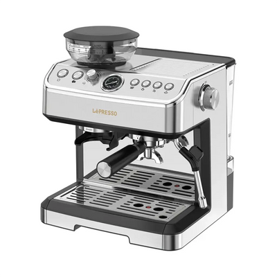 ماكينة اسبريسو ليبريسو مع طاحونة مخروطية وعصا تبخير - فضي | Lepresso Espresso Machine Conical Grinder & Steamer – Silver