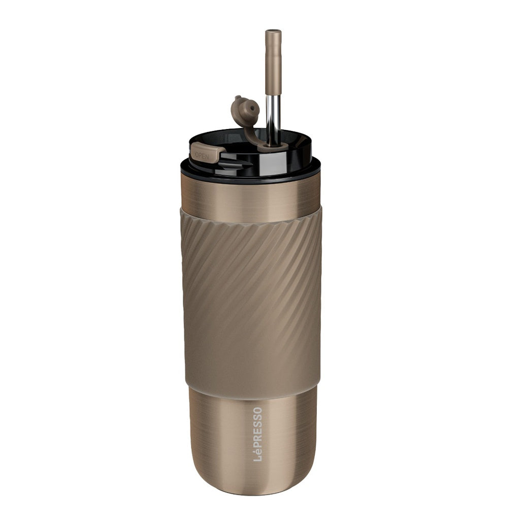كوب القهوة الحراري من ليبريسو مع غلاف وشفاط للشرب سعة 520 مل | Lepresso Coffee Mug with Sleeve and Straw 520ml