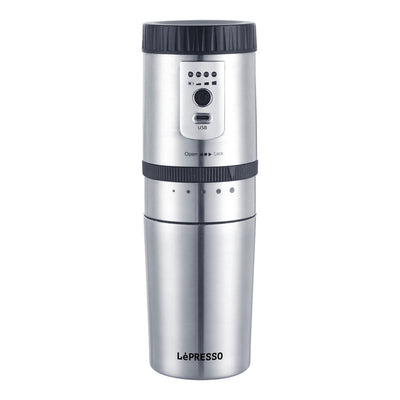ماكينة ليبريسو المحمولة لطحن وتحضير القهوة مع كوب من الستانلس ستيل | Lepresso Portable Mini Grinding and Coffee Maker With Stainless Steel Mug