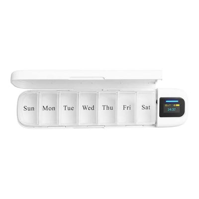 منظم حبوب دواء ذكي محمول Liveon بشاشة وتطبيق وتنبيهات - أبيض | Liveon Portable Smart Pill Organizer TFT display with App and Alert – White