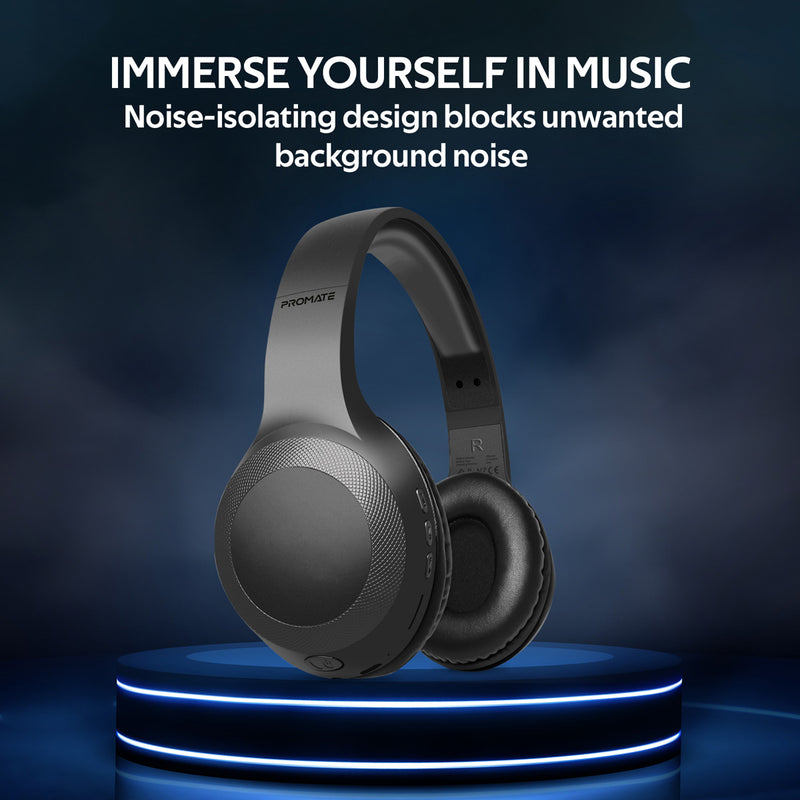 Promate LaBoca Deep Bass Wireless Headphones 200mAh Black-Lifestyle