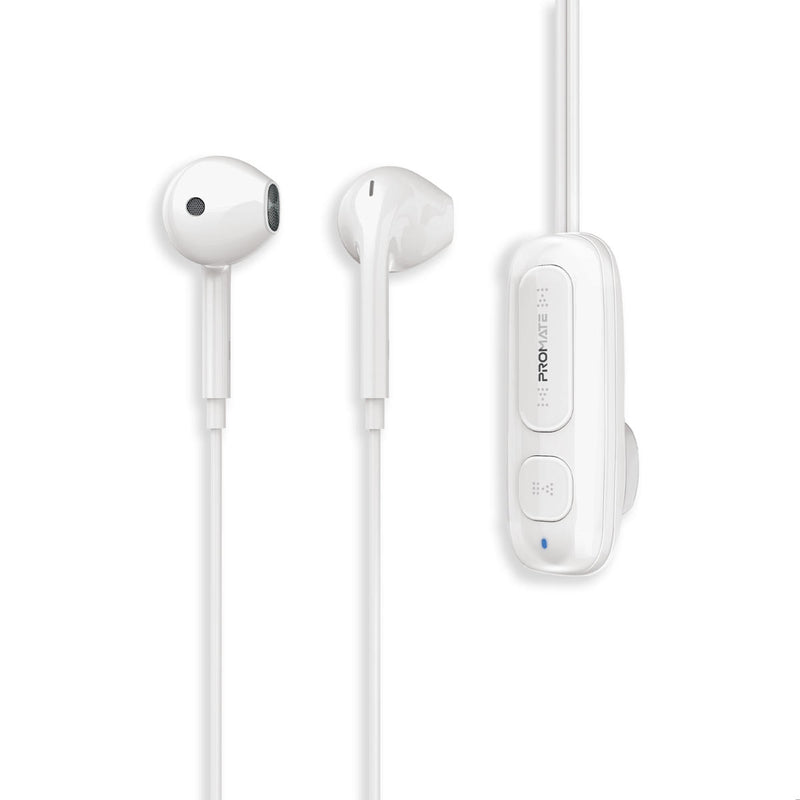 Promate Latch Clip-On Wireless Earphones 90mAh White-Front