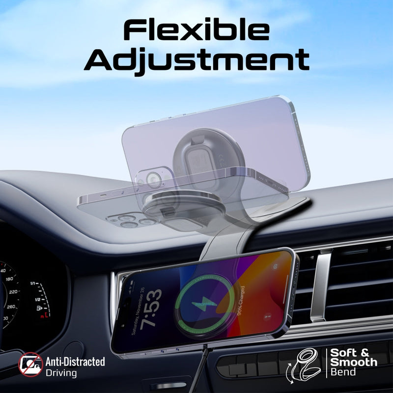 Promate LaxMount-15W حامل شحن أثناء الاستخدام بالسيارة