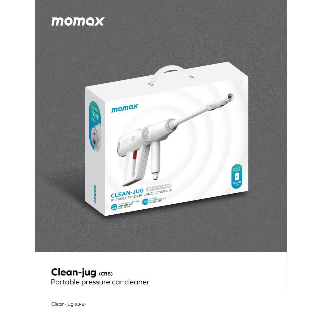 منظف سيارة موماكس Clean-Jug المحمول لتنظيف السيارة بضغط قوي | Momax Clean-Jug Portable Pressure Car Cleaner, High-Pressure Handheld Washer