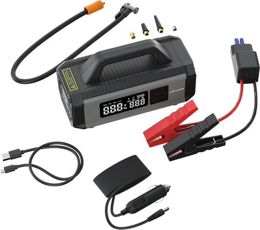 جهاز تشغيل بطارية سيارة Lenyes LCI202 وضاغط هواء 10000mAh 150W إضاءة LED تيار بدء 400A | Lenyes LCI202 Jump Starter Air Compressor 10000mAh 150W LED 400A 5 Modes