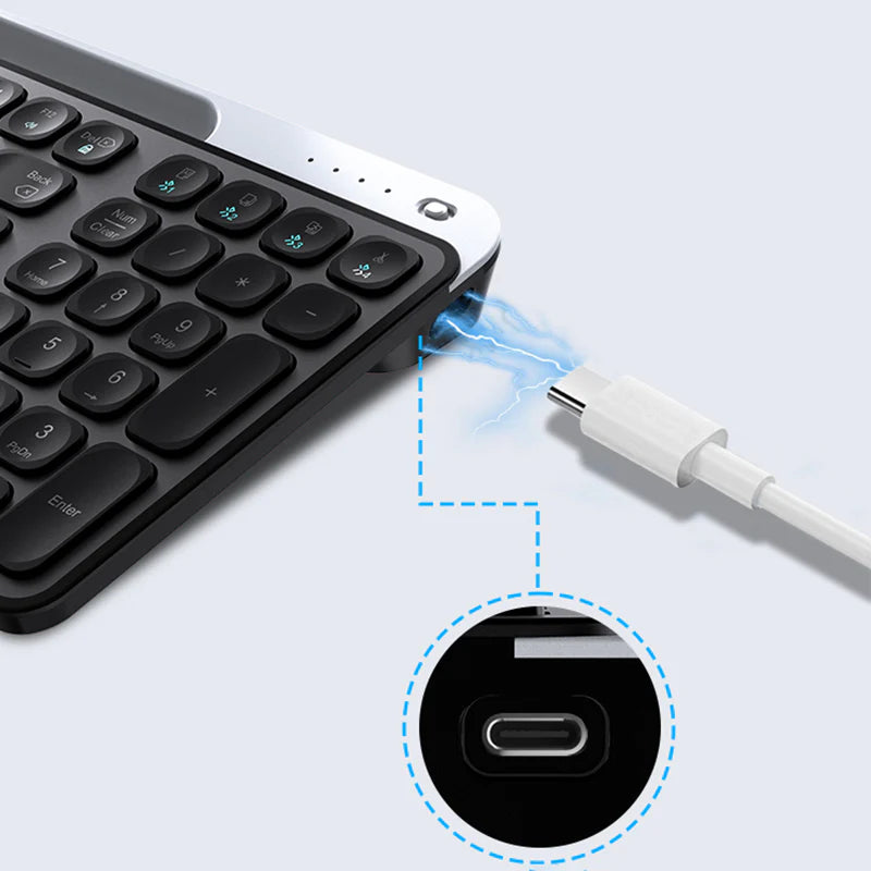 لوحة مفاتيح لاسلكية Lenyes WK106 صامتة حامل مدمج بلوتوث مزدوج 2.4GHz 99 مفتاح شحن Type-C | Lenyes WK106 Silent Wireless Keyboard Dual Bluetooth 2.4GHz 99 Keys Built-in Stand Type-C