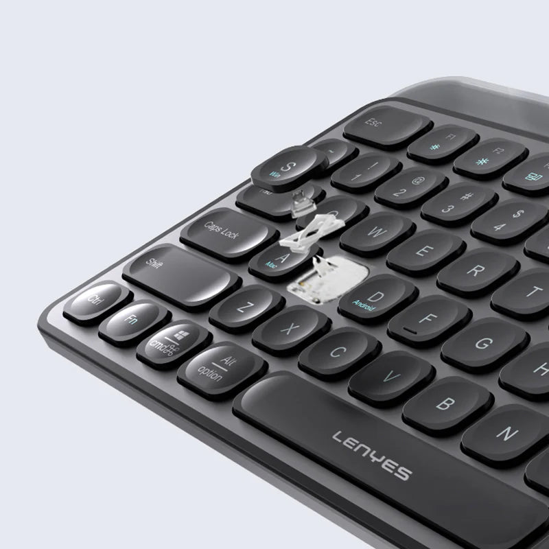 لوحة مفاتيح لاسلكية Lenyes WK106 صامتة حامل مدمج بلوتوث مزدوج 2.4GHz 99 مفتاح شحن Type-C | Lenyes WK106 Silent Wireless Keyboard Dual Bluetooth 2.4GHz 99 Keys Built-in Stand Type-C