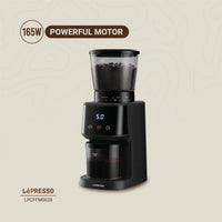 Hêrzkera Qehweyê ya Profesyonel a Lepresso 165W bi Burrên Konîk - Reş