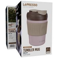 كوب ليبريسو مورنينغ سكايب الحراري مع غطاء مزدوج للشرب - وردي | LePresso Morningscape Tumbler Mug Dual Sip – Pink