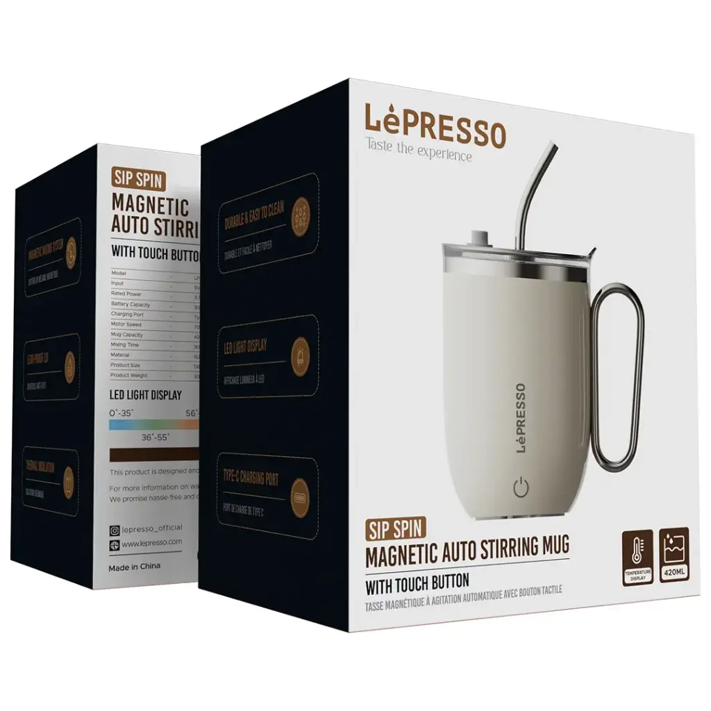 كوب ليبريسو سيب سبين بخاصية التحريك الذاتي بسعة 420 مل | LePresso Sip Spin Auto Stirring 420ml Mug