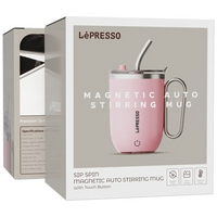 كوب تحريك مغناطيسي أوتوماتيكي Lepresso Sip Spin بسعة 420 مل مع زر لمس وميزة عرض درجة الحرارة | Lepresso Sip Spin Magnetic Auto Stirring Mug 420ml with Touch Button & Temperature Display