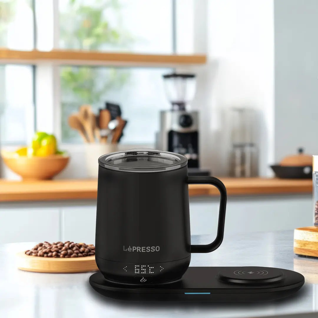 Kûpa Germkirî ya LePresso Smart 12oz bi Bala Şarjkirina Bêtêl - Reş