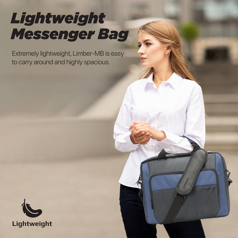 Promate Limber-MB Laptop Messenger Bag 15.6 inch Large Capacity Black-Compartments