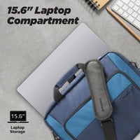 Promate Limber-MB Laptop Messenger Bag 15.6 inch Large Capacity Blue-Open